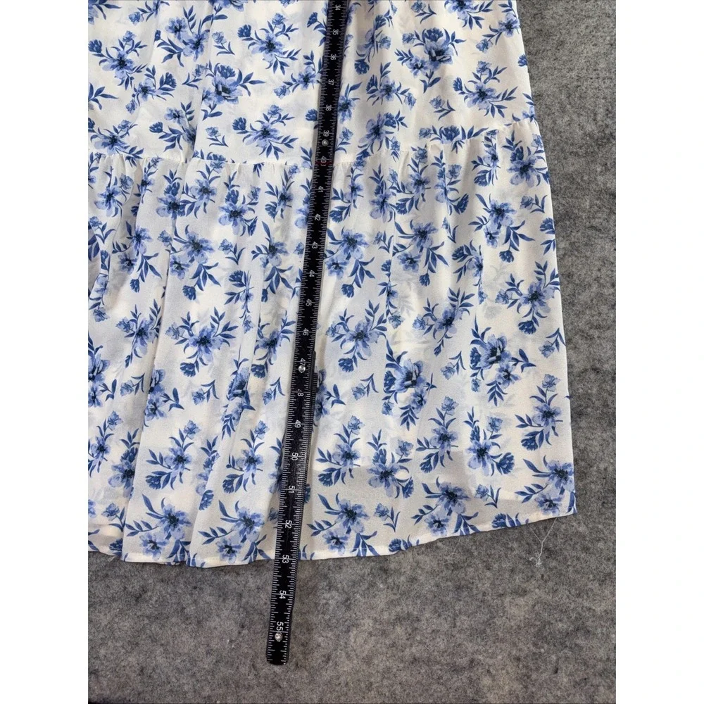 Love Colette Maxi Dress Women's Small Blue Floral Ruffle Elastic Waist Fairycore